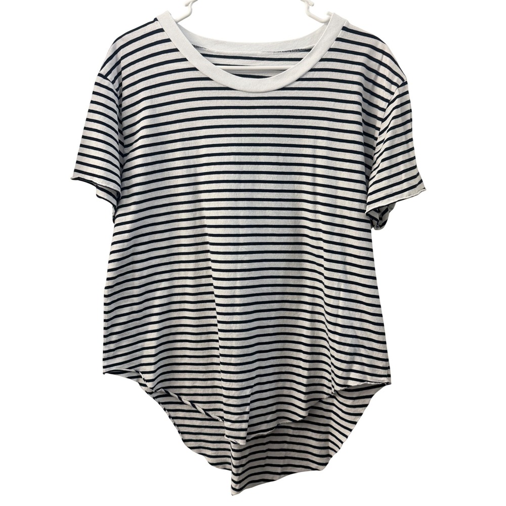 Frank & Eileen Striped Cotton T-Shirt XL White Navy Blue LAB219ST Made in USA